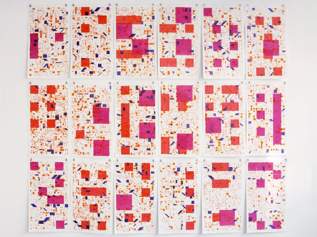 {CA}, 2015, liquid watercolor on cotton paper, 210x240cm (70x40cm each) – Patrick Tabarelli, {CA}, 2015, liquid watercolor on cotton paper, 210x240cm (70x40cm each)