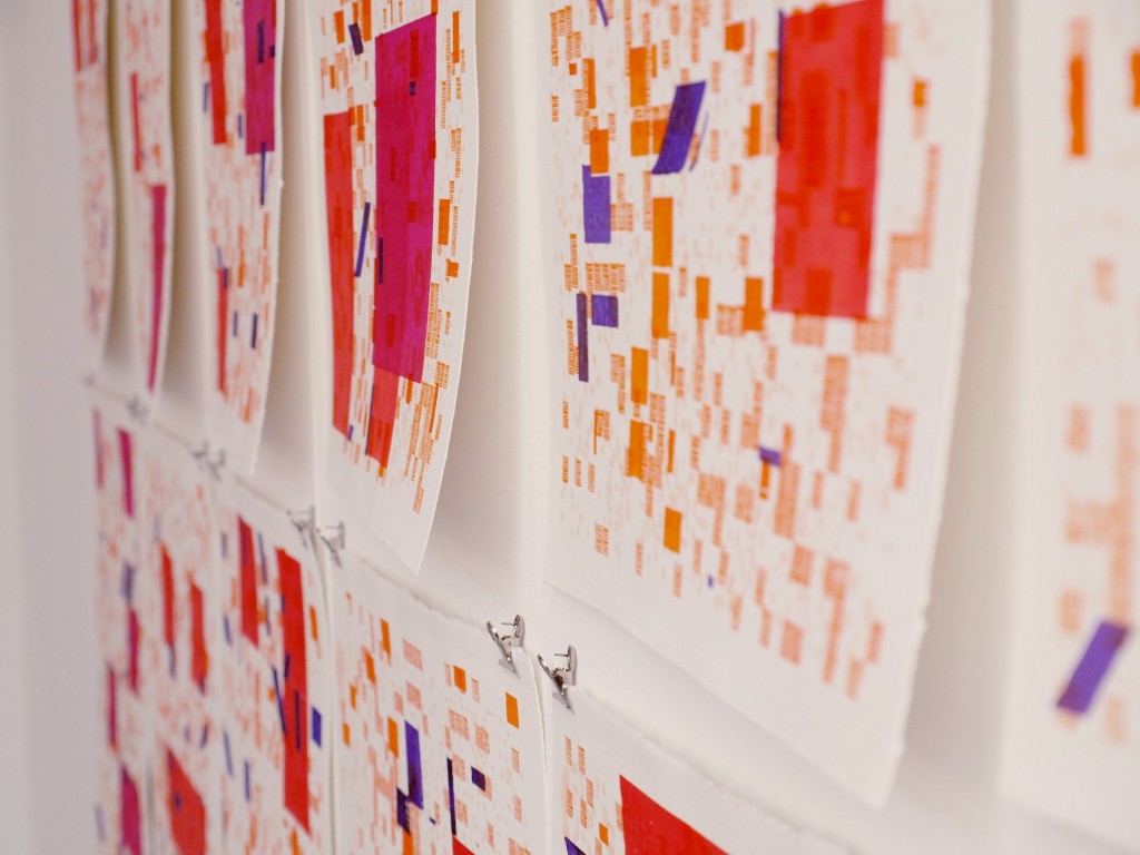 {CA}, 2015, liquid watercolor on cotton paper, 210x240cm (70x40cm each) – Patrick Tabarelli, {CA}, 2015, liquid watercolor on cotton paper, 210x240cm (70x40cm each)
