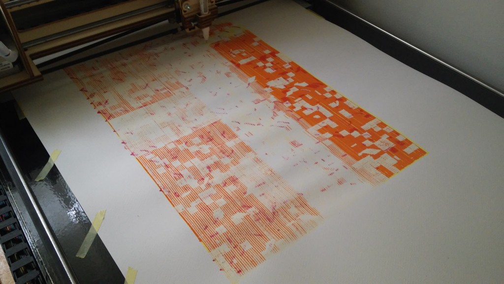 Patrick Tabarelli, {CA}, 2015, liquid watercolor on cotton paper, 44x29cm – NoRAA working on {CA}