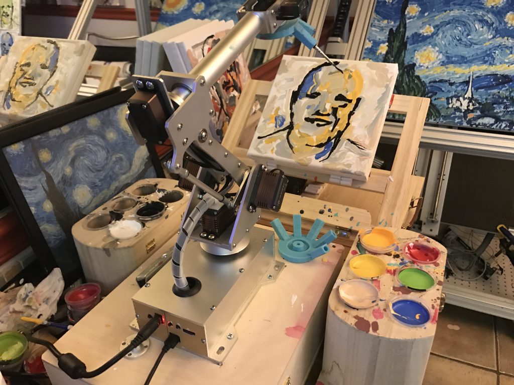 Robot Portrait Series (Deep Learning Abstract Portraiture) – 7Bot Painting Single 8x8 Canvas