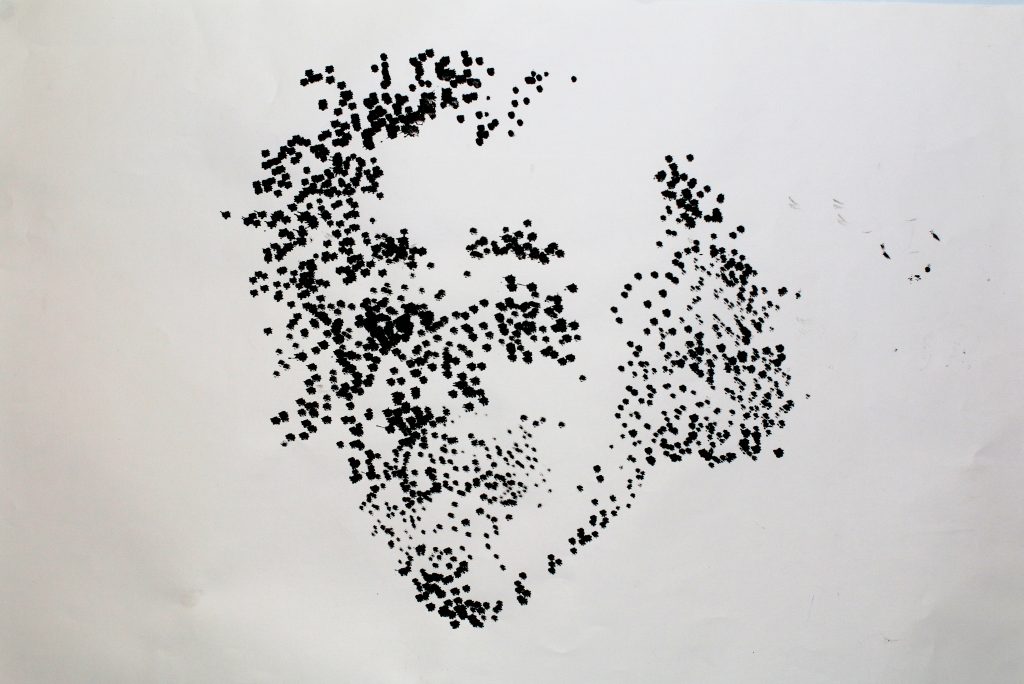 Stippled Einstein at 72, Tethered – Stippled Einstein